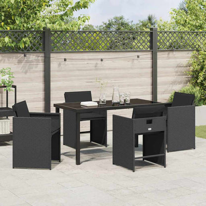 Set da Pranzo per Giardino 5 pcs Nero polyrattan - homemem39