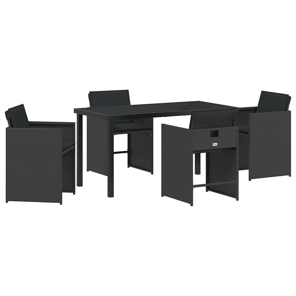 Set da Pranzo per Giardino 5 pcs Nero polyrattan - homemem39