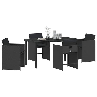 Set da Pranzo per Giardino 5 pcs Nero polyrattan - homemem39