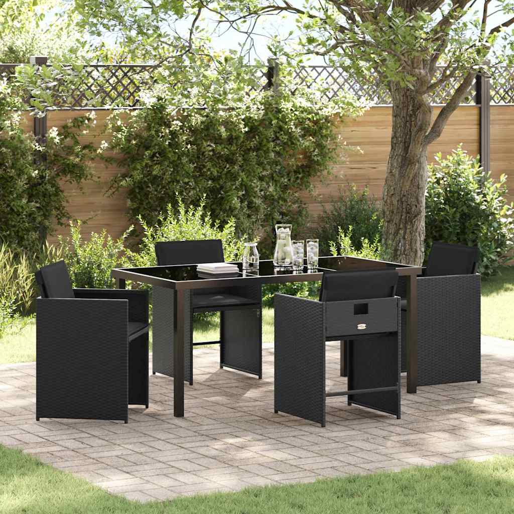 Set da Pranzo per Giardino 5 pcs Nero polyrattan - homemem39