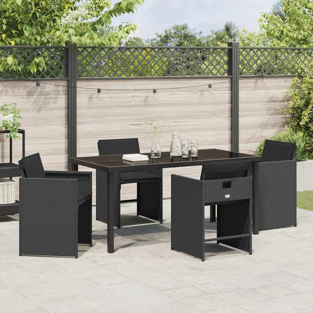 Set da Pranzo per Giardino 5 pcs Nero polyrattan - homemem39