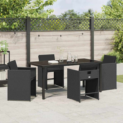Set da Pranzo per Giardino 5 pcs Nero polyrattan - homemem39