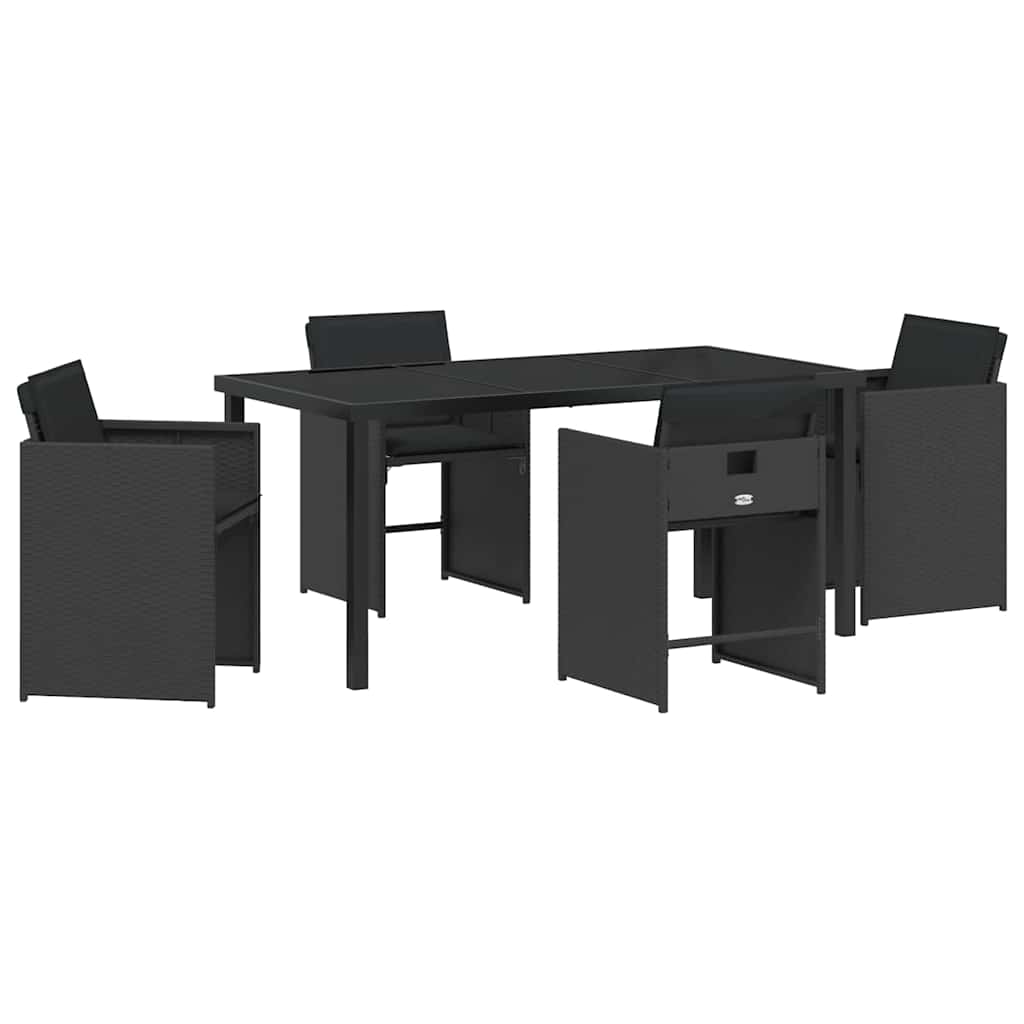 Set da Pranzo per Giardino 5 pcs Nero polyrattan - homemem39