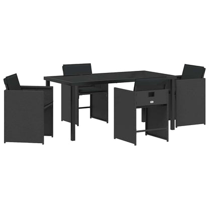 Set da Pranzo per Giardino 5 pcs Nero polyrattan - homemem39
