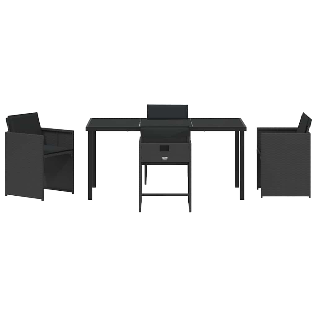 Set da Pranzo per Giardino 5 pcs Nero polyrattan - homemem39