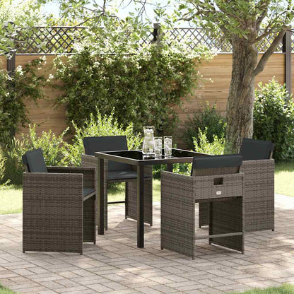 Set da Pranzo per Giardino 5 pcs Grigio polyrattan - homemem39