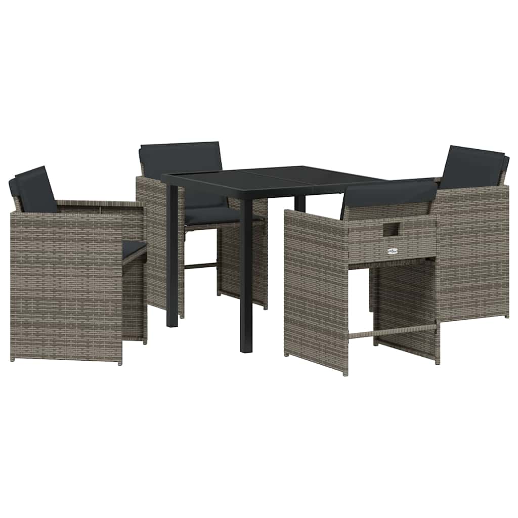 Set da Pranzo per Giardino 5 pcs Grigio polyrattan - homemem39