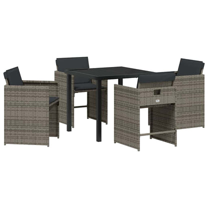 Set da Pranzo per Giardino 5 pcs Grigio polyrattan - homemem39