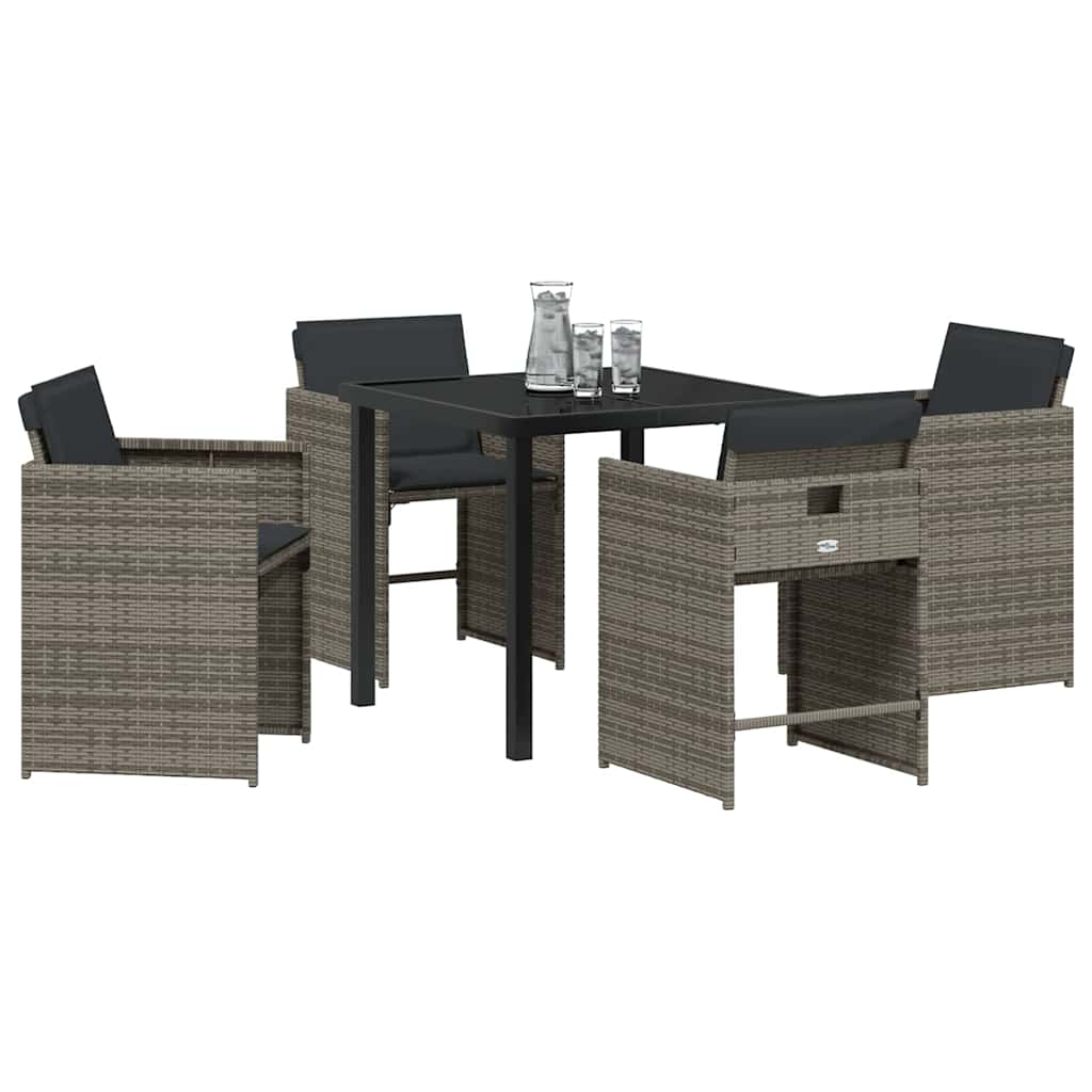 Set da Pranzo per Giardino 5 pcs Grigio polyrattan - homemem39
