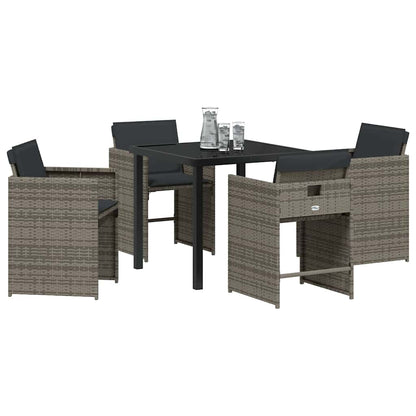 Set da Pranzo per Giardino 5 pcs Grigio polyrattan - homemem39