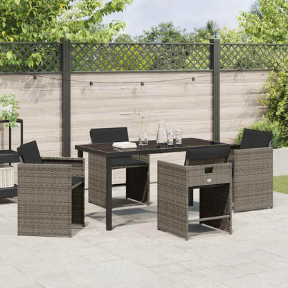 Set da Pranzo per Giardino 5 pcs Grigio polyrattan - homemem39