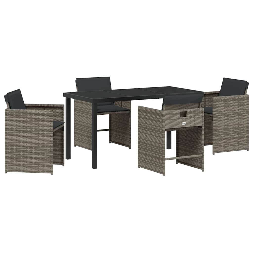 Set da Pranzo per Giardino 5 pcs Grigio polyrattan - homemem39