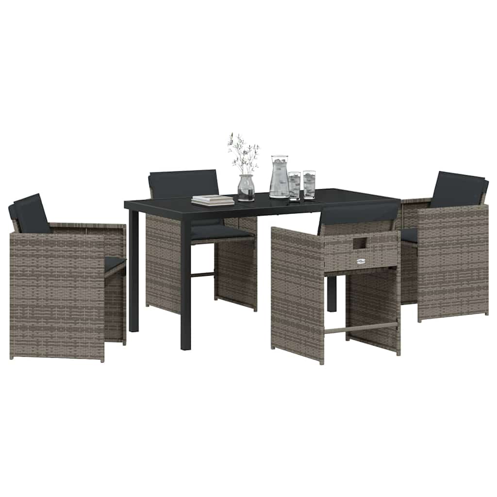 Set da Pranzo per Giardino 5 pcs Grigio polyrattan - homemem39