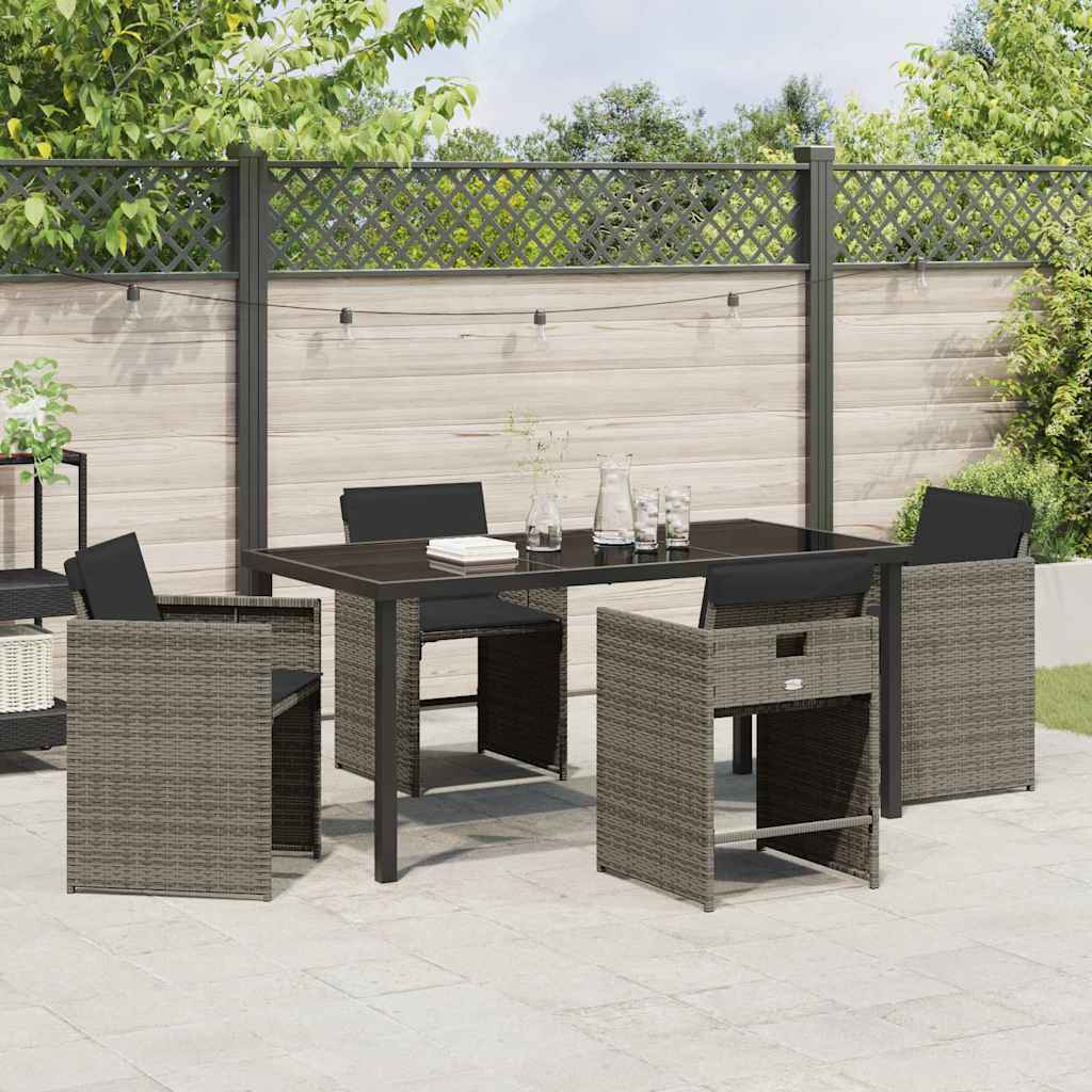 Set da Pranzo per Giardino 5 pcs Grigio polyrattan - homemem39