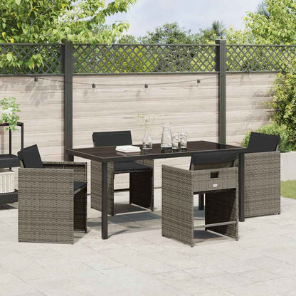 Set da Pranzo per Giardino 5 pcs Grigio polyrattan - homemem39