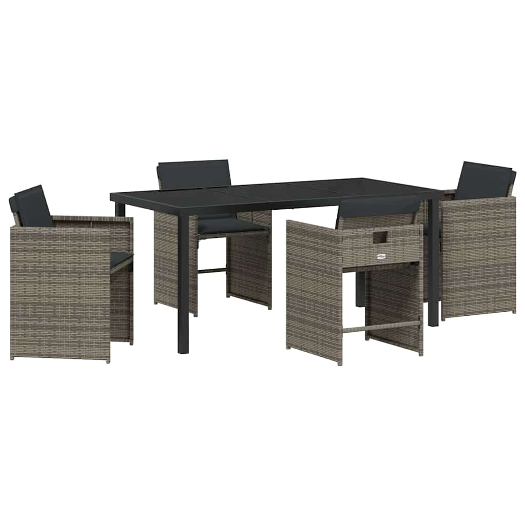 Set da Pranzo per Giardino 5 pcs Grigio polyrattan - homemem39