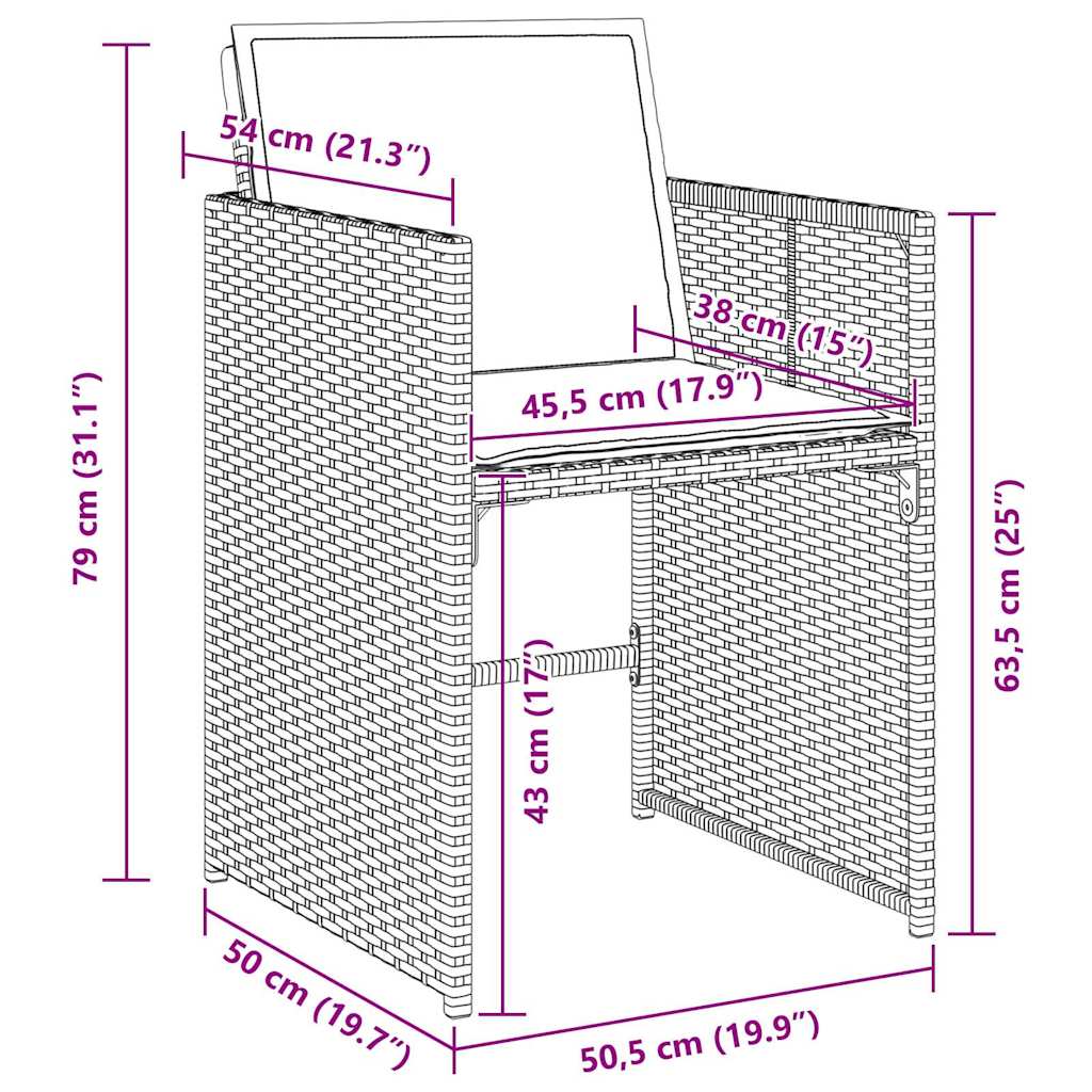 Set da Pranzo per Giardino 5 pcs Grigio polyrattan - homemem39