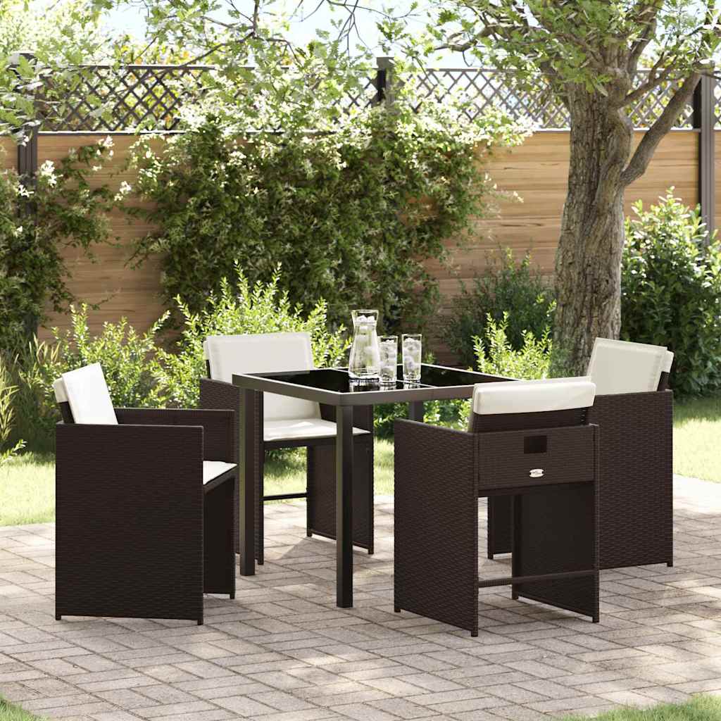 Set da Pranzo per Giardino 5 pcs Marrone polyrattan - homemem39