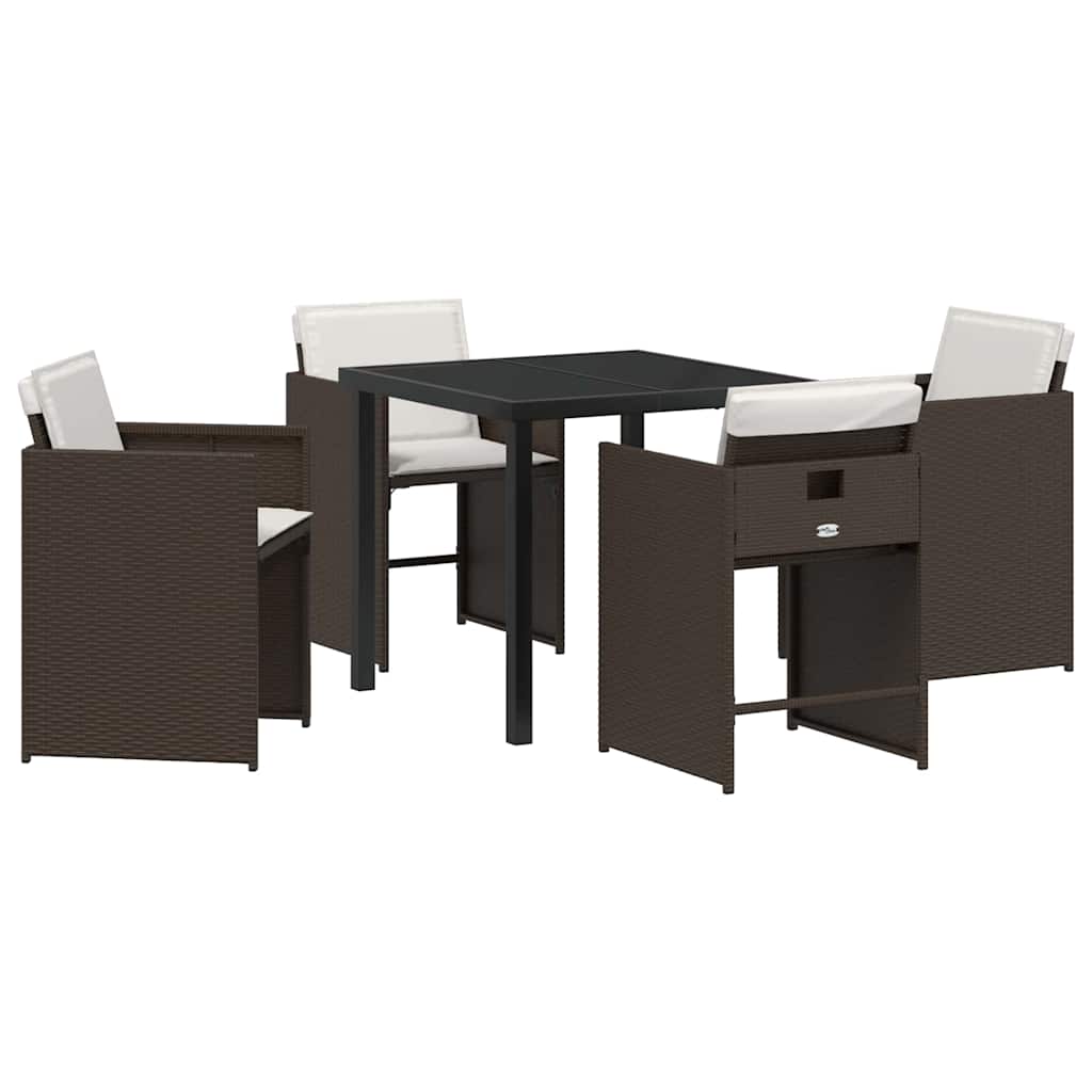 Set da Pranzo per Giardino 5 pcs Marrone polyrattan - homemem39