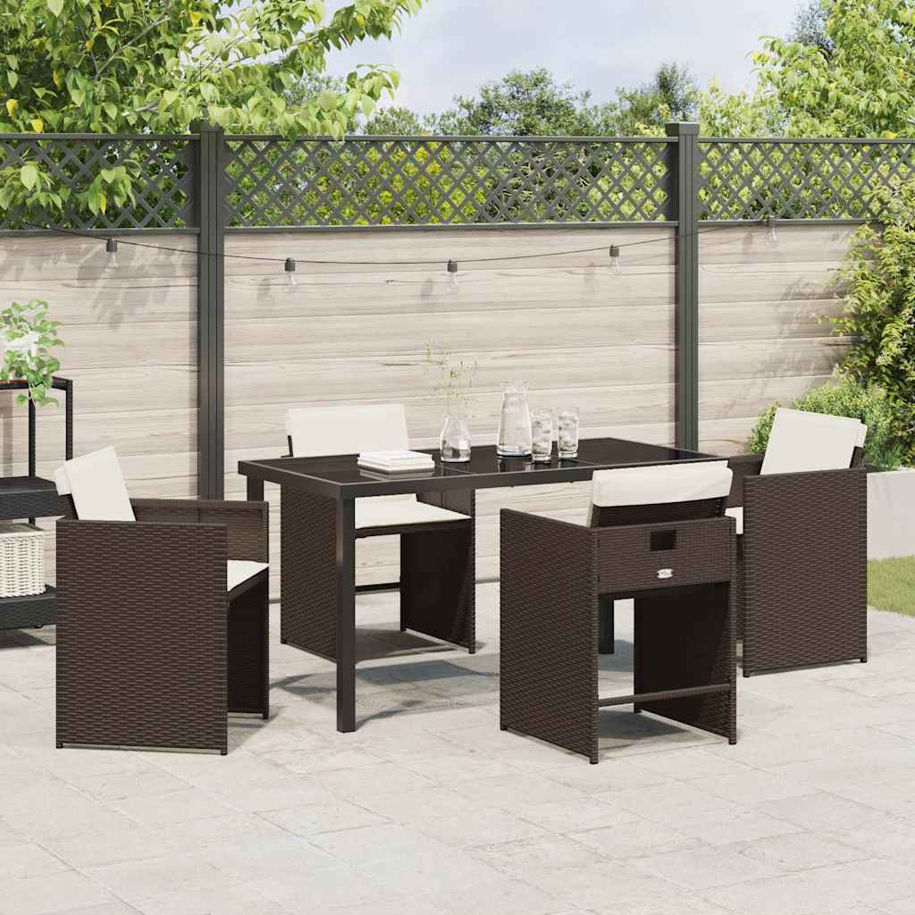 Set da Pranzo per Giardino 5 pcs Marrone polyrattan - homemem39