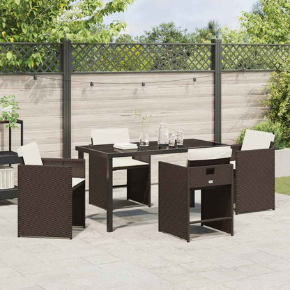 Set da Pranzo per Giardino 5 pcs Marrone polyrattan - homemem39