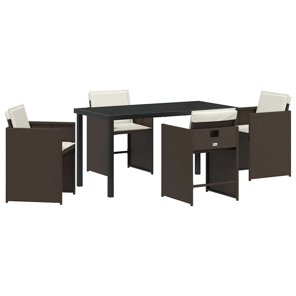 Set da Pranzo per Giardino 5 pcs Marrone polyrattan - homemem39