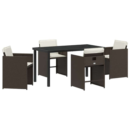 Set da Pranzo per Giardino 5 pcs Marrone polyrattan - homemem39