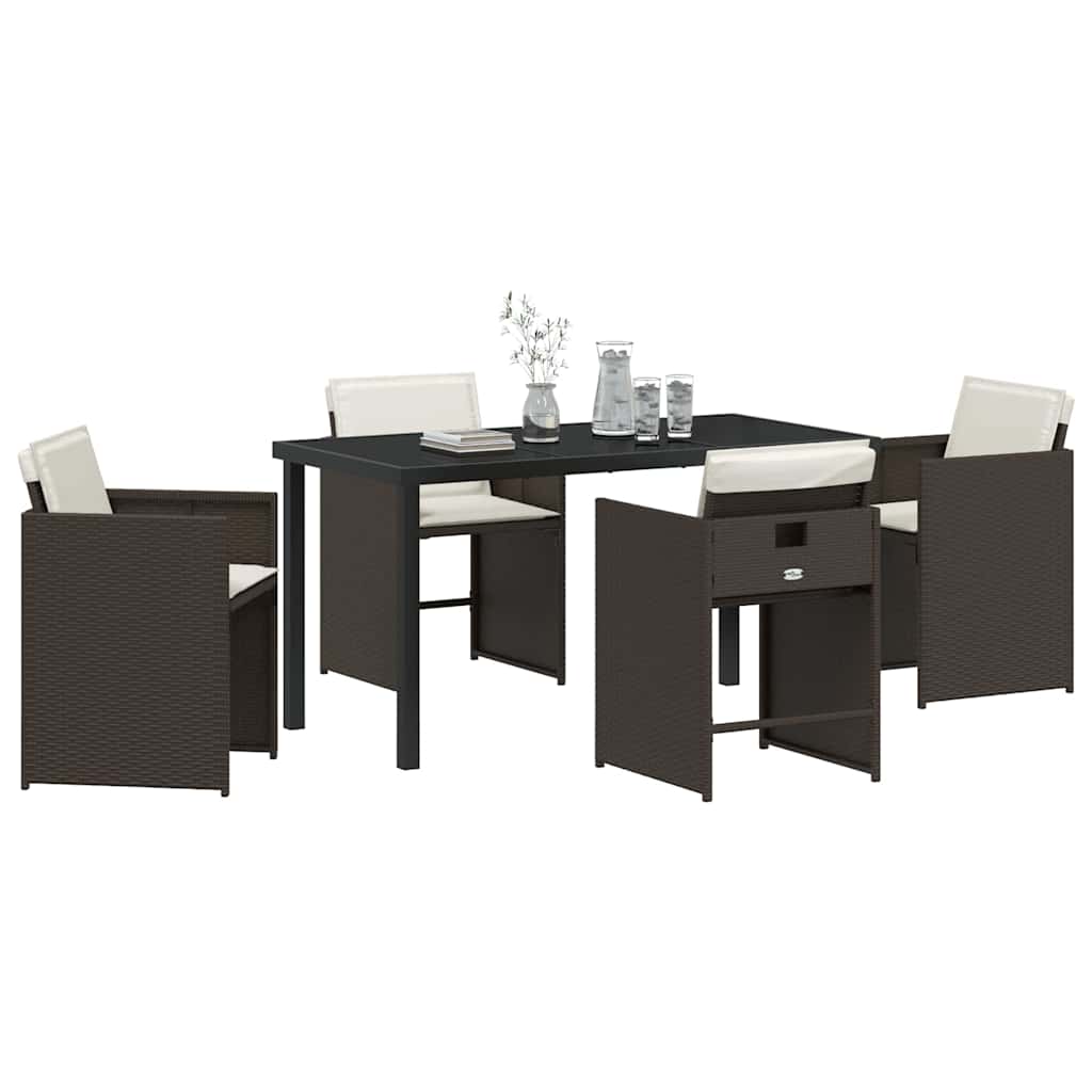 Set da Pranzo per Giardino 5 pcs Marrone polyrattan - homemem39