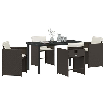 Set da Pranzo per Giardino 5 pcs Marrone polyrattan - homemem39