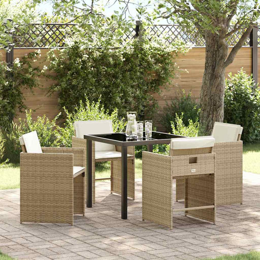 Set da Pranzo per Giardino 5 pcs Beige polyrattan - homemem39
