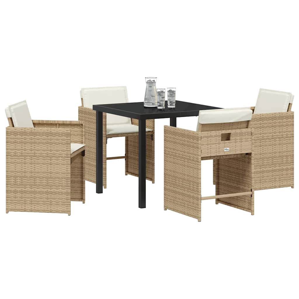 Set da Pranzo per Giardino 5 pcs Beige polyrattan - homemem39