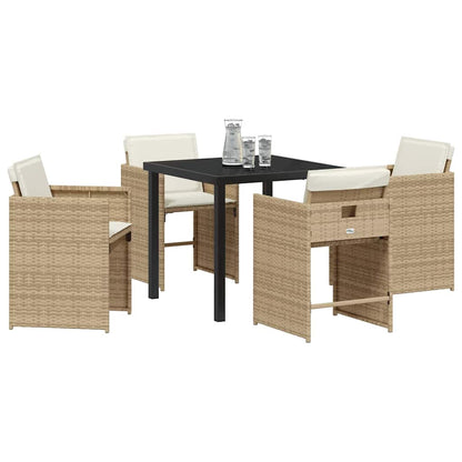 Set da Pranzo per Giardino 5 pcs Beige polyrattan - homemem39