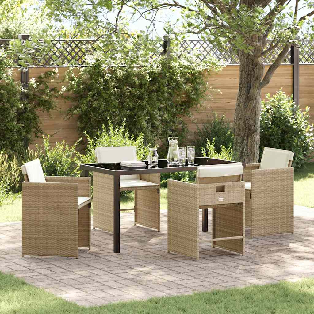 Set da Pranzo per Giardino 5 pcs Beige polyrattan - homemem39