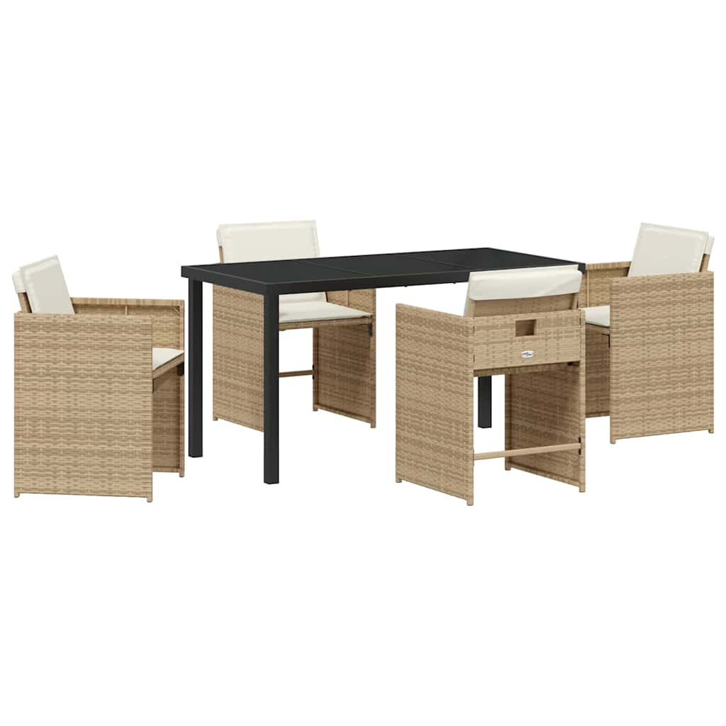 Set da Pranzo per Giardino 5 pcs Beige polyrattan - homemem39