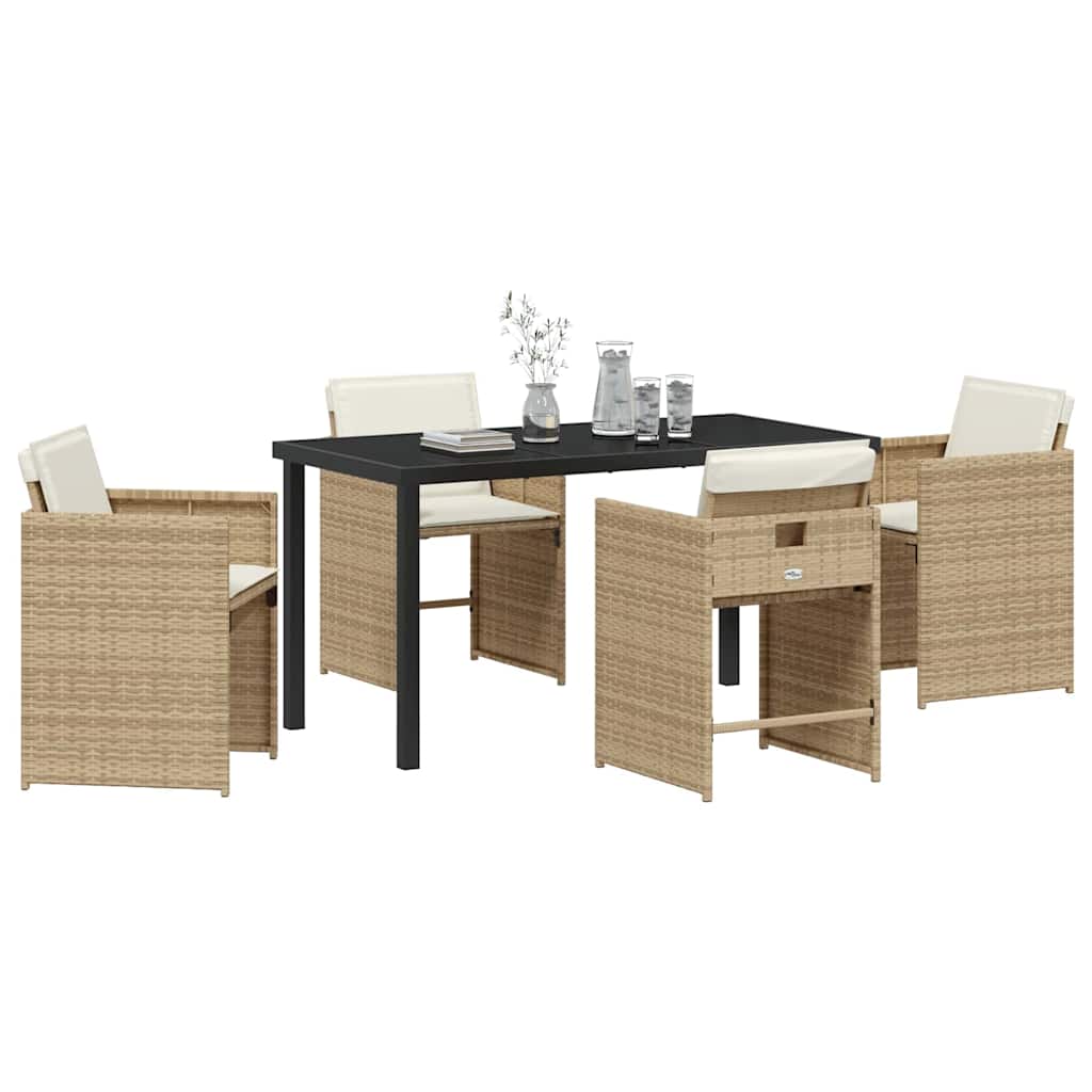 Set da Pranzo per Giardino 5 pcs Beige polyrattan - homemem39