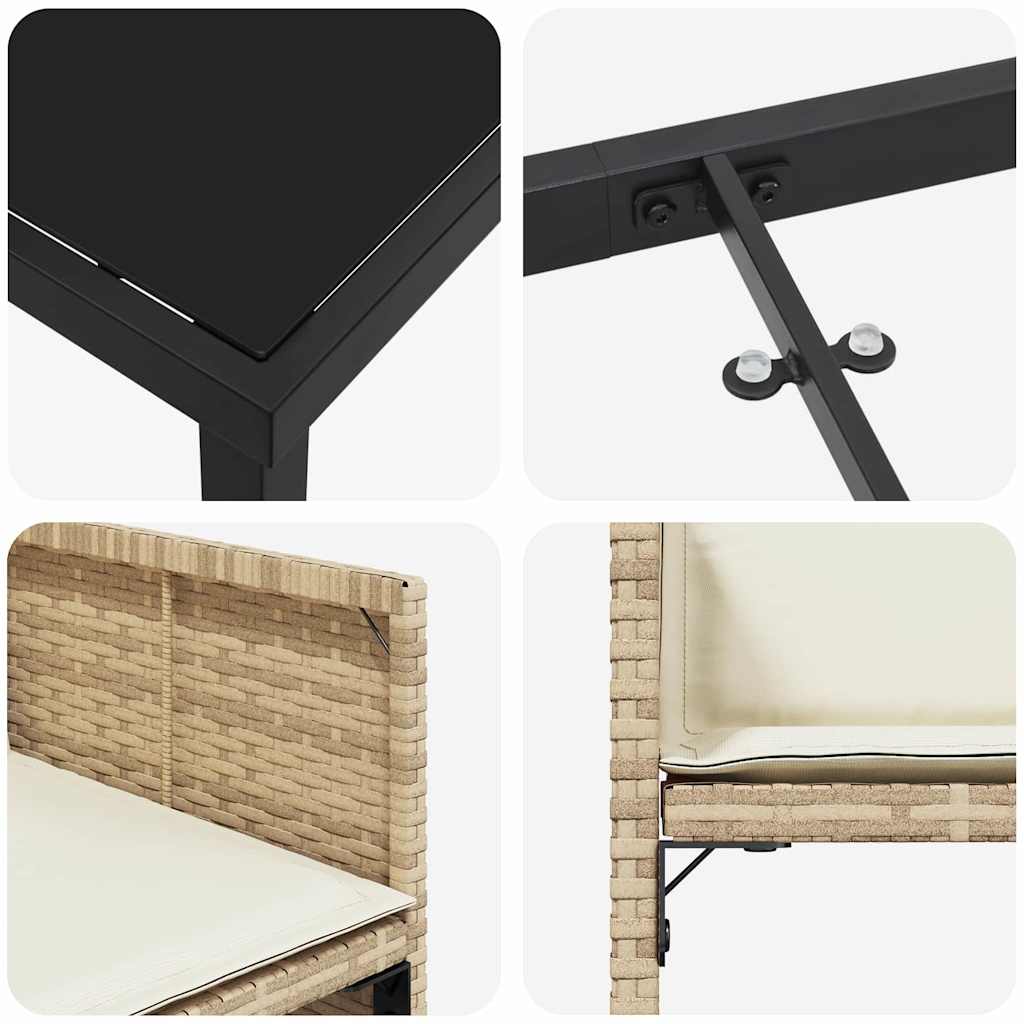 Set da Pranzo per Giardino 5 pcs Beige polyrattan - homemem39