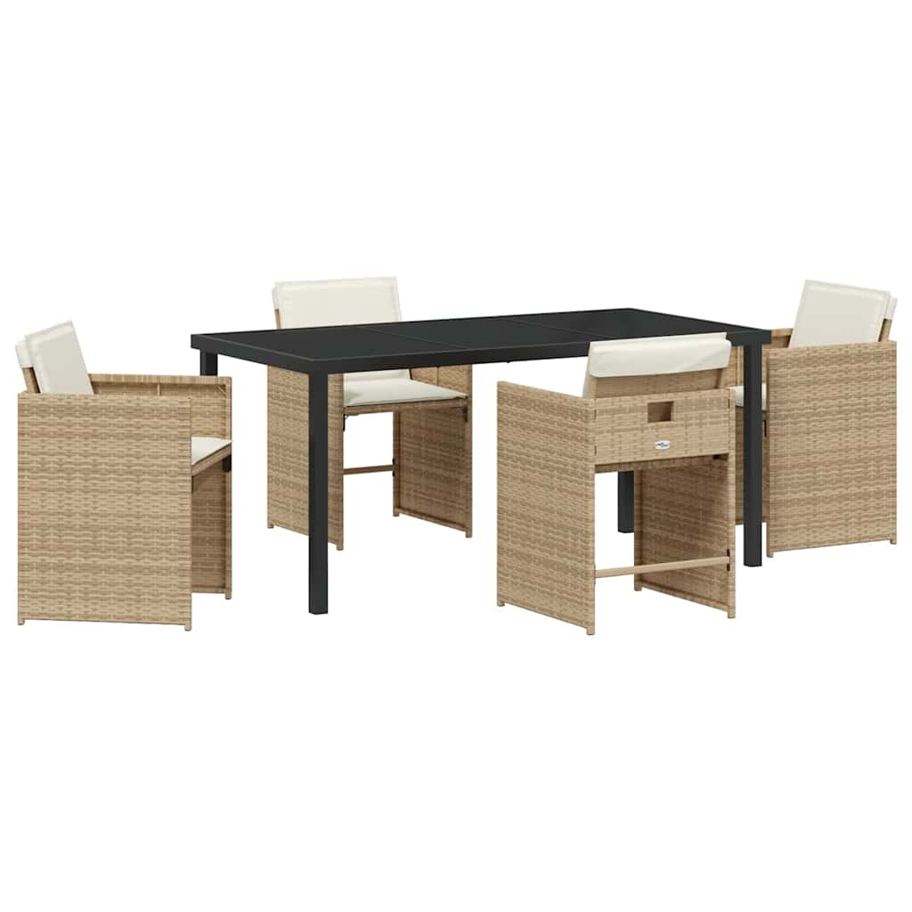 Set da Pranzo per Giardino 5 pcs Beige polyrattan - homemem39