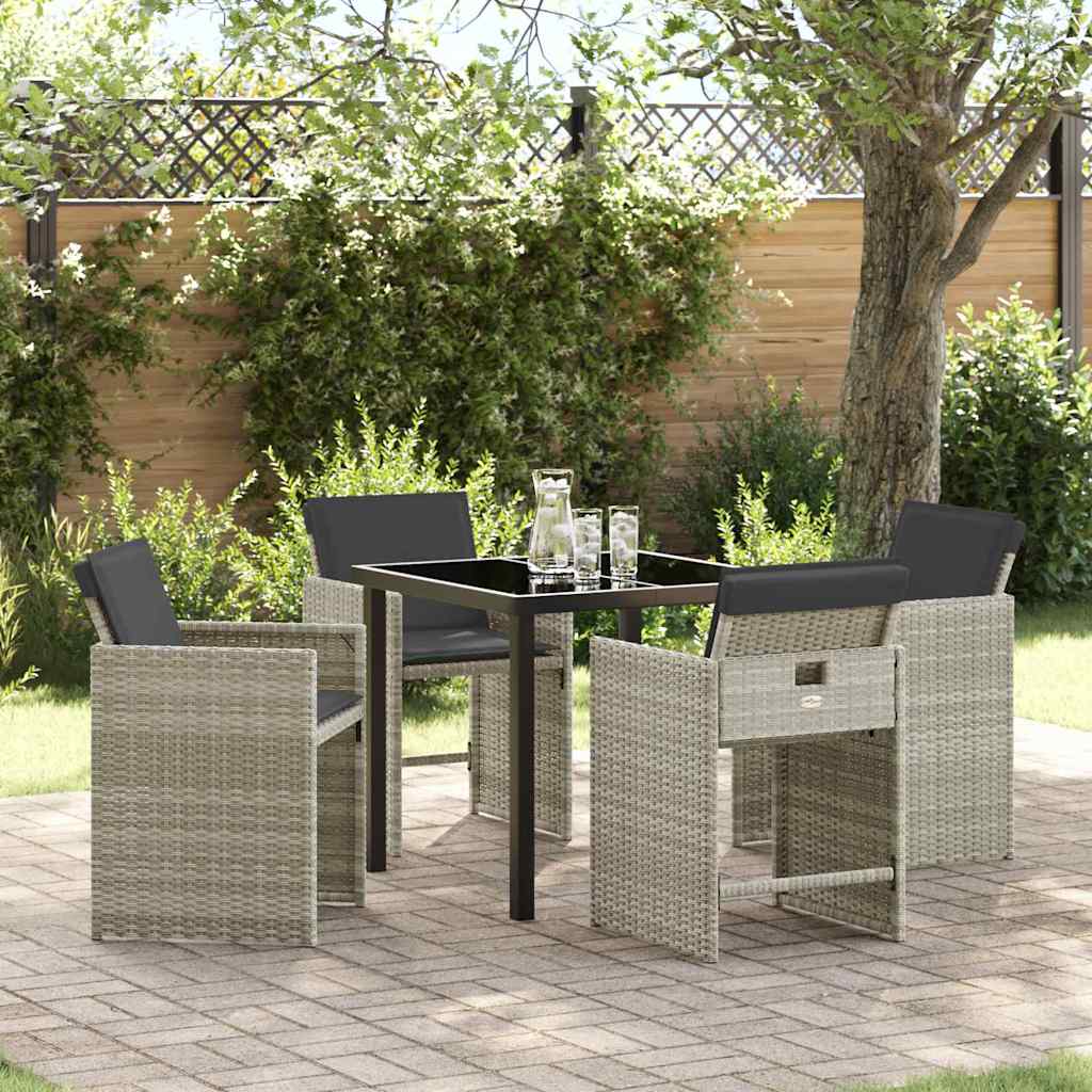 Set da Pranzo per Giardino 5 pcs Grigio chiaro polyrattan - homemem39