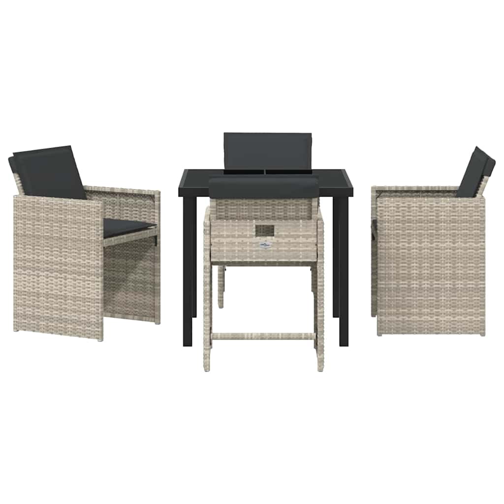 Set da Pranzo per Giardino 5 pcs Grigio chiaro polyrattan - homemem39