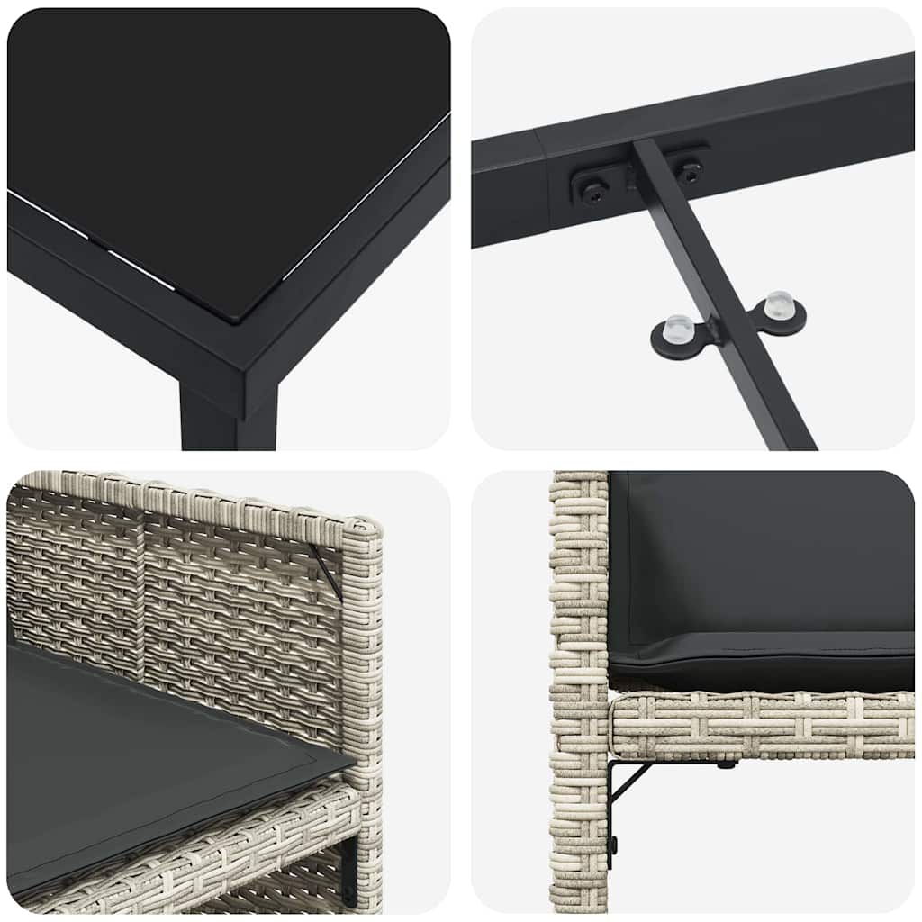 Set da Pranzo per Giardino 5 pcs Grigio chiaro polyrattan - homemem39