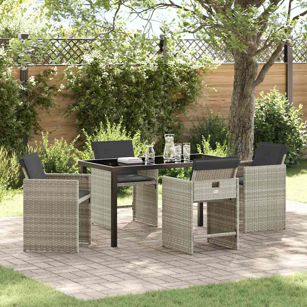 Set da Pranzo per Giardino 5 pcs Grigio chiaro polyrattan - homemem39