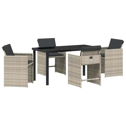 Set da Pranzo per Giardino 5 pcs Grigio chiaro polyrattan - homemem39