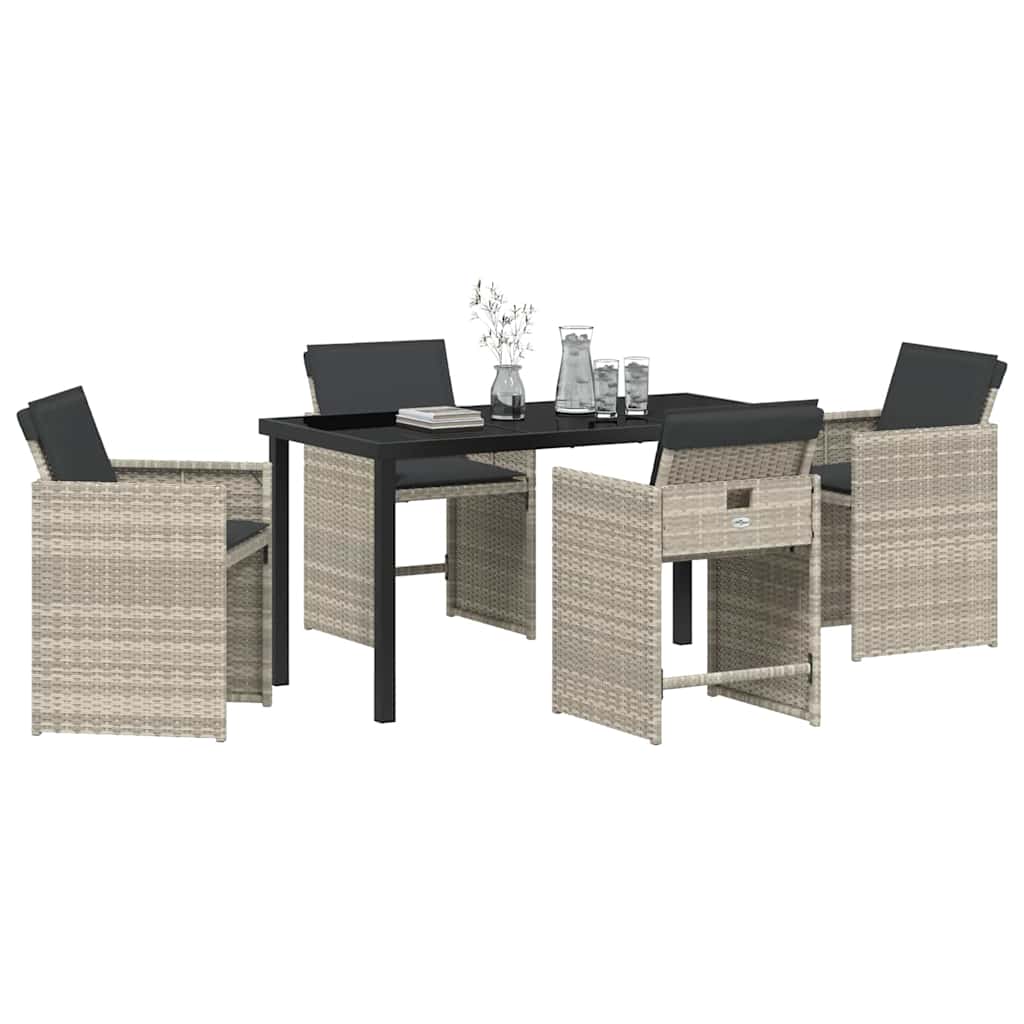 Set da Pranzo per Giardino 5 pcs Grigio chiaro polyrattan - homemem39