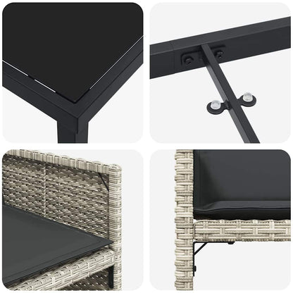 Set da Pranzo per Giardino 5 pcs Grigio chiaro polyrattan - homemem39