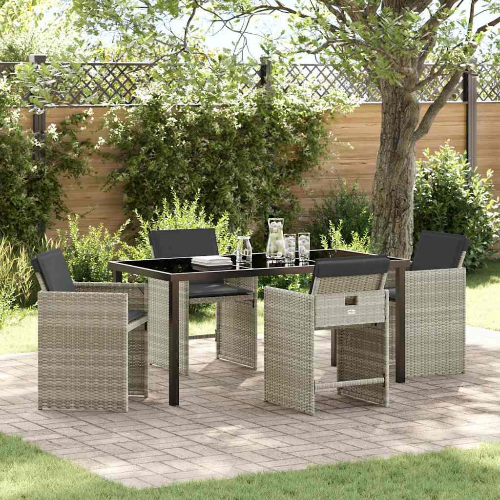 Set da Pranzo per Giardino 5 pcs Grigio chiaro polyrattan - homemem39