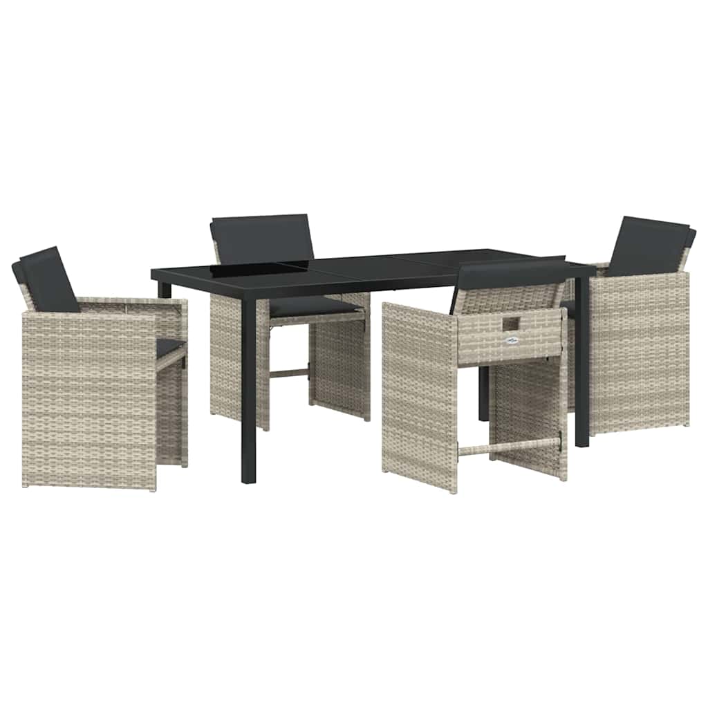 Set da Pranzo per Giardino 5 pcs Grigio chiaro polyrattan - homemem39