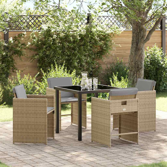 Set da Pranzo per Giardino 5 pcs Beige polyrattan - homemem39