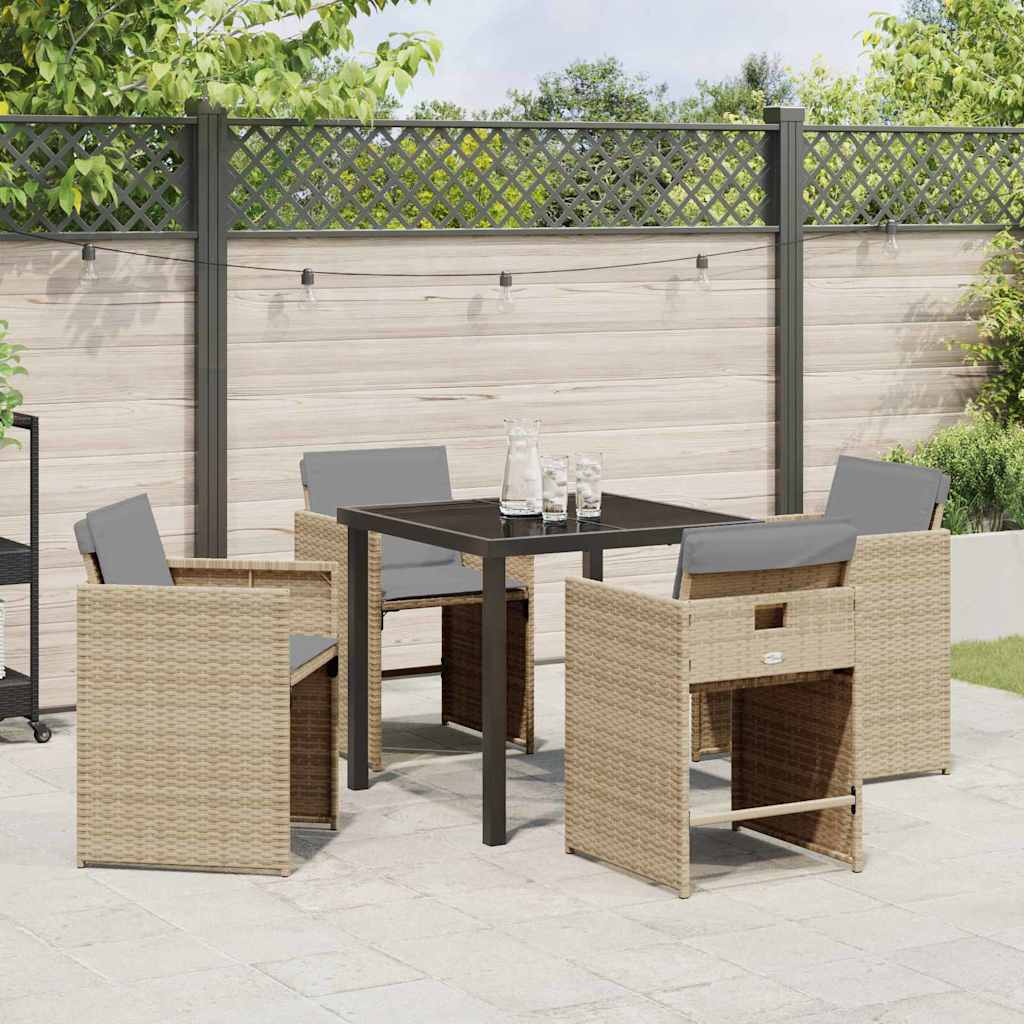 Set da Pranzo per Giardino 5 pcs Beige polyrattan - homemem39