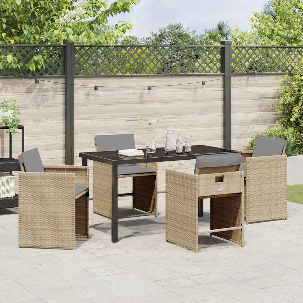 Set da Pranzo per Giardino 5 pcs Beige polyrattan - homemem39