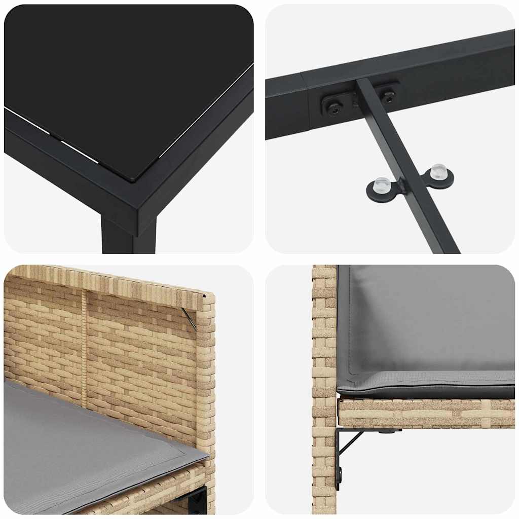 Set da Pranzo per Giardino 5 pcs Beige polyrattan - homemem39